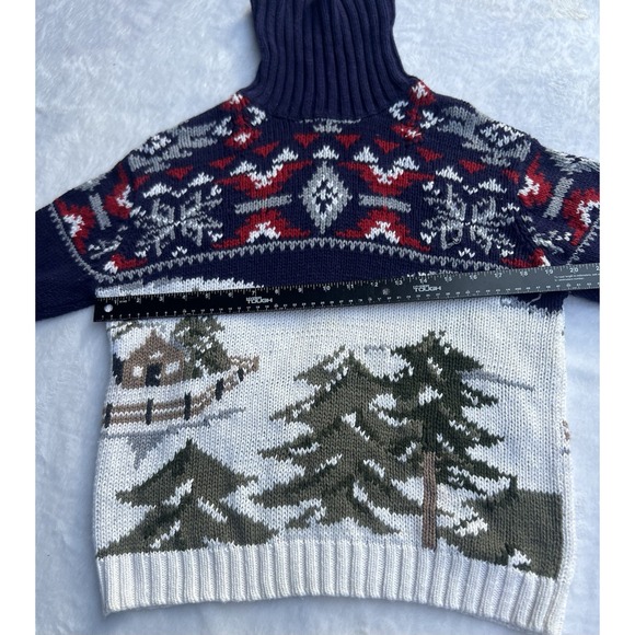 B. Moss Vintage Sweater Knit Long Sleeve Turtleneck Trees‎ Multicolor Medium - Picture 6 of 11